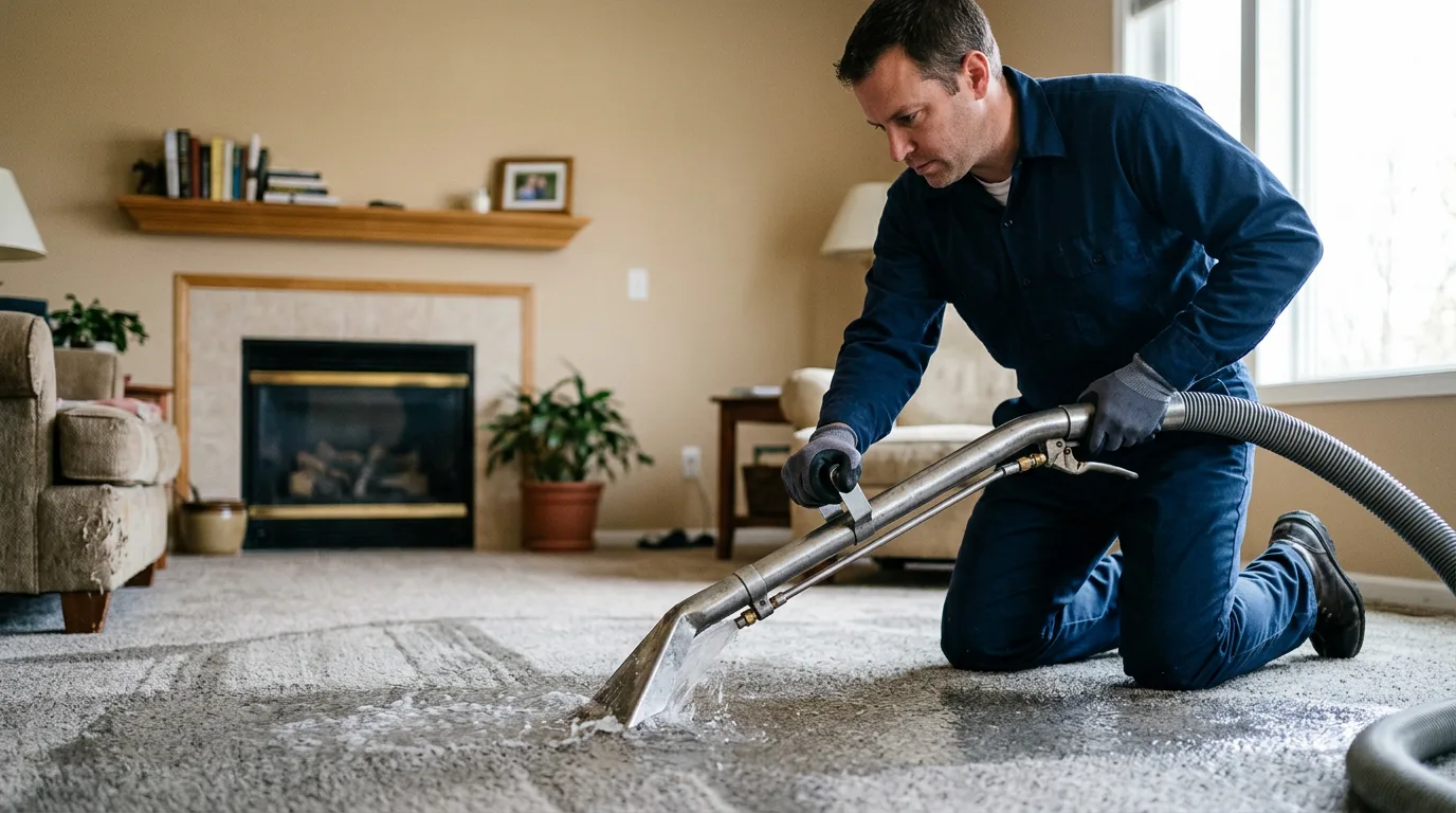 Water damage restoration technician working near Rockham, SD